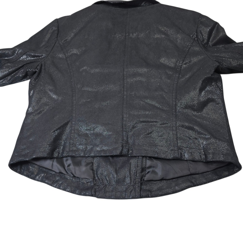 Rock & Republic Black Faux Leather Shiny Motorcycle Jacket Men's Large - Picture 9 of 10
